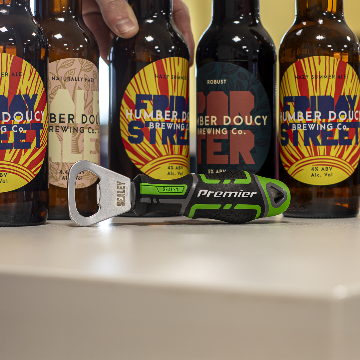 Premier AK4368HV Premier GripMAX® Bottle Opener - Hi-Vis Green