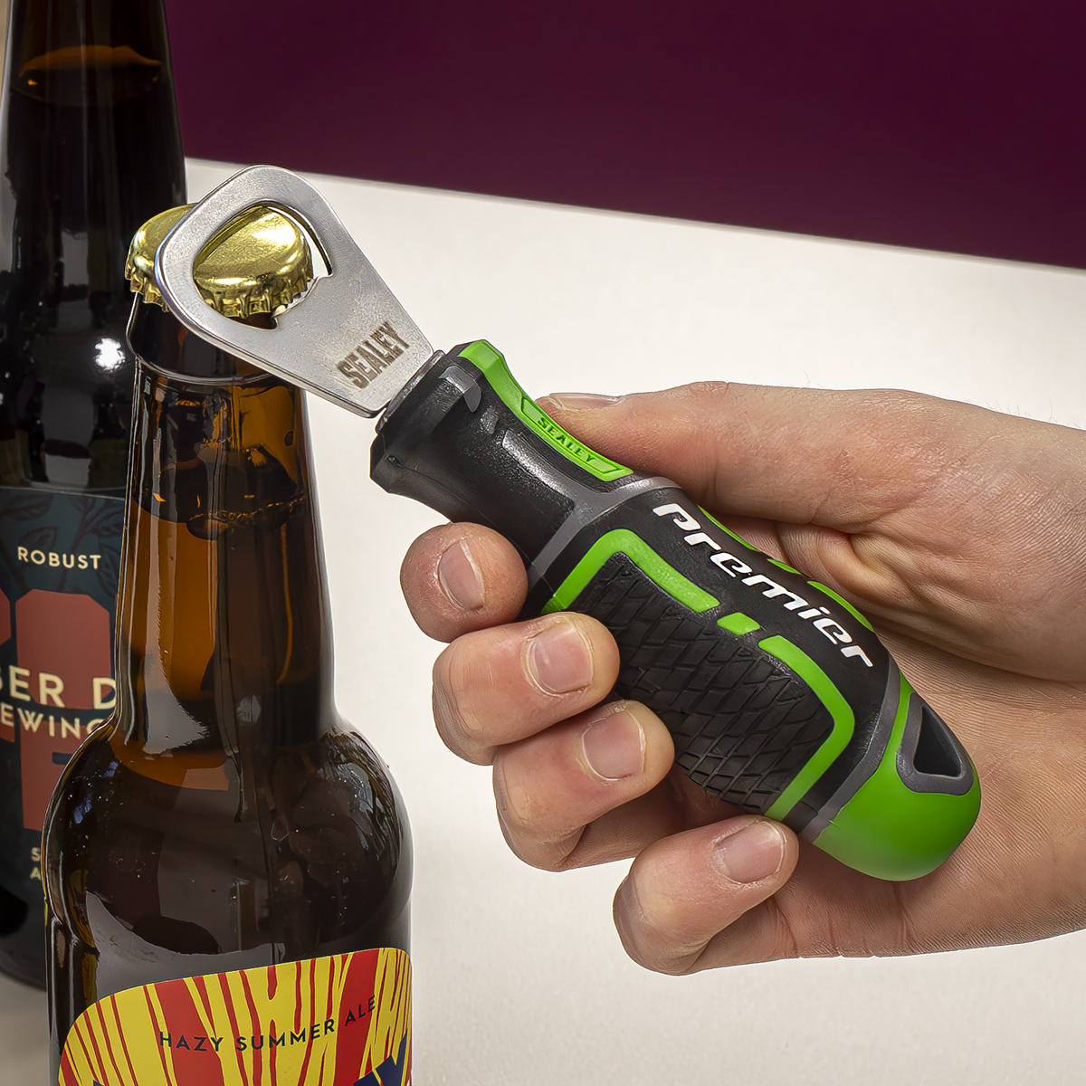 Premier AK4368HV Premier GripMAX® Bottle Opener - Hi-Vis Green