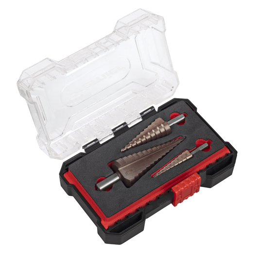 Premier AK4733 Premier Straight Flute HSS Cobalt Step Drill Bit Set 3pc