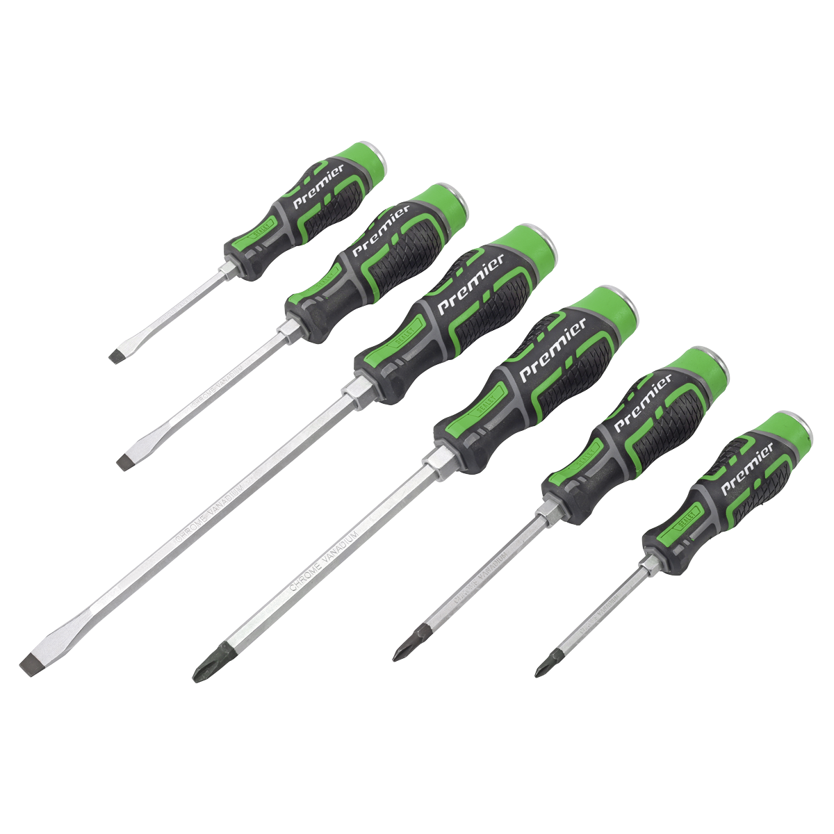 Premier AK4940HV Premier Hammer-Thru Screwdriver Set 6pc - Hi-Vis Green