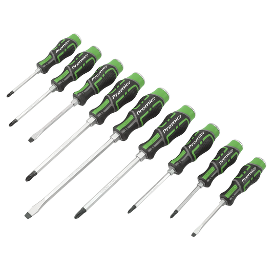 Premier AK4941HV Premier Hammer-Thru Screwdriver Set 9pc - Hi-Vis Green