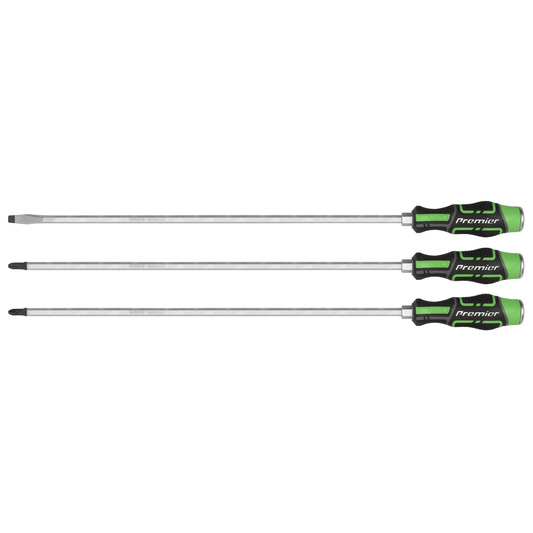 Premier AK4942HV Premier Extra-Long Hammer-Thru Screwdriver Set 450mm 3pc - Hi-Vis Green