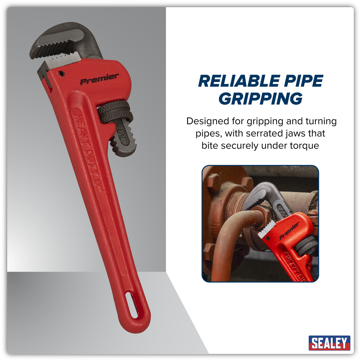 Premier AK5101 Premier Cast Steel Pipe Wrench European Pattern 200mm
