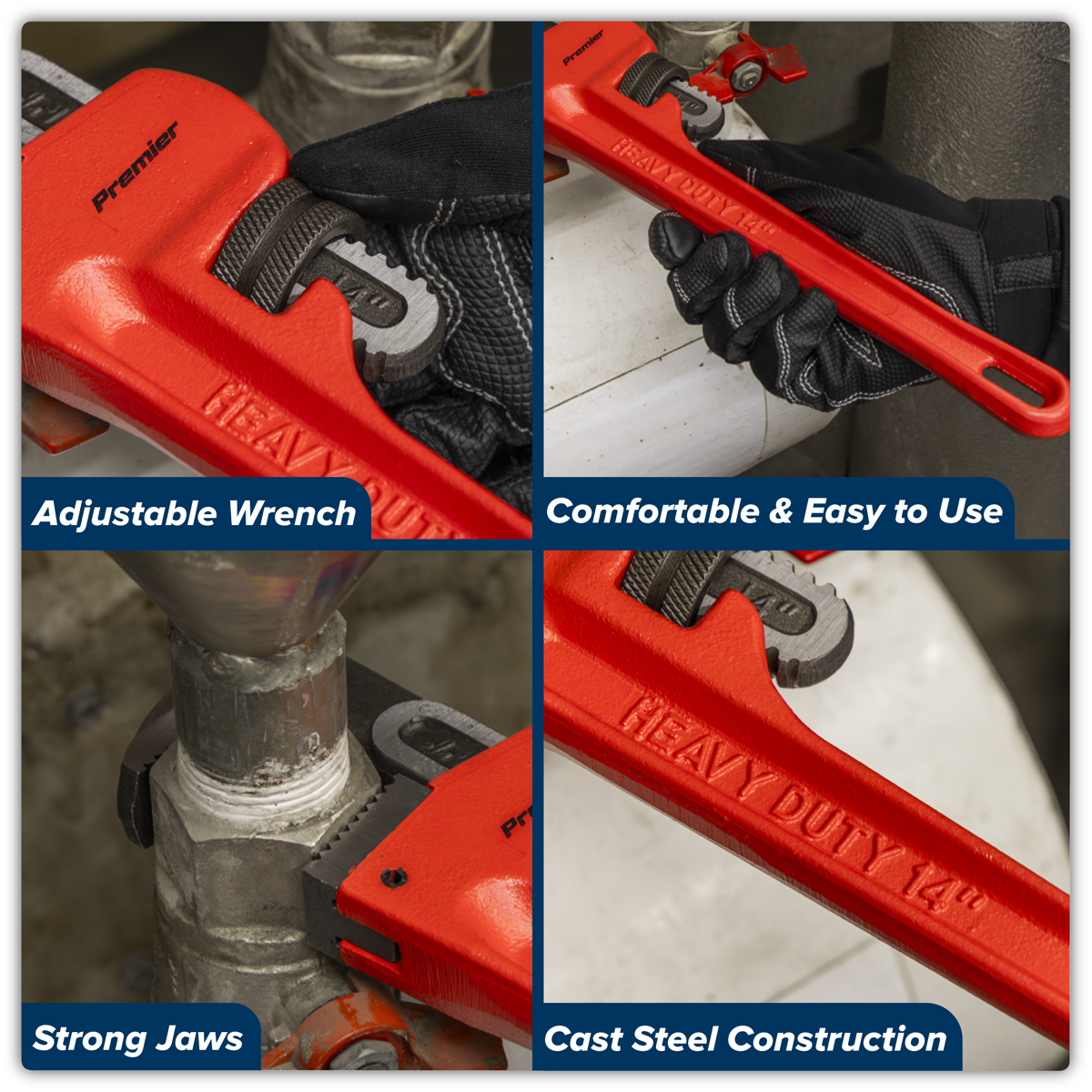 Premier AK5104 Premier Cast Steel Pipe Wrench European Pattern 350mm