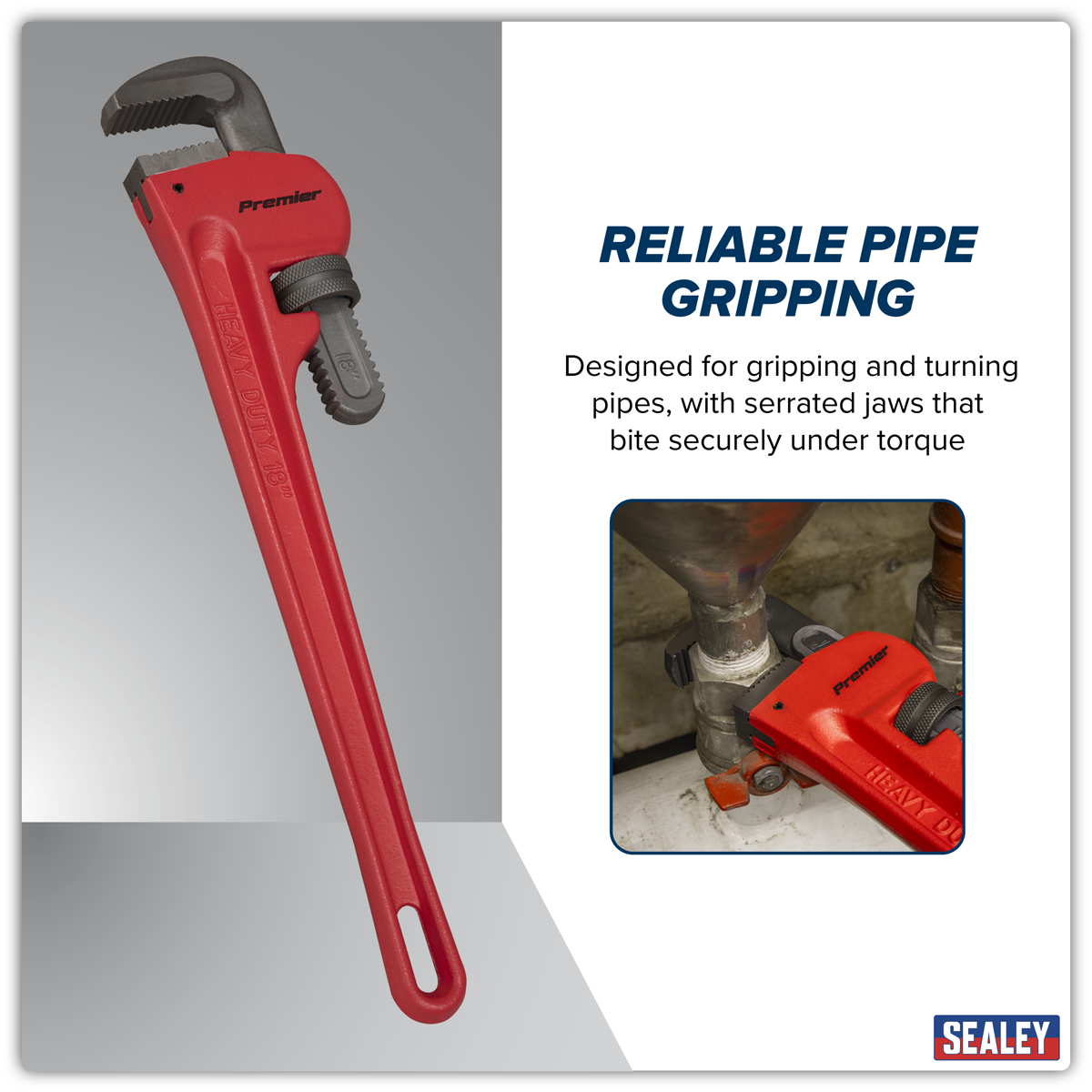 Premier AK5105 Premier Cast Steel Pipe Wrench European Pattern 450mm