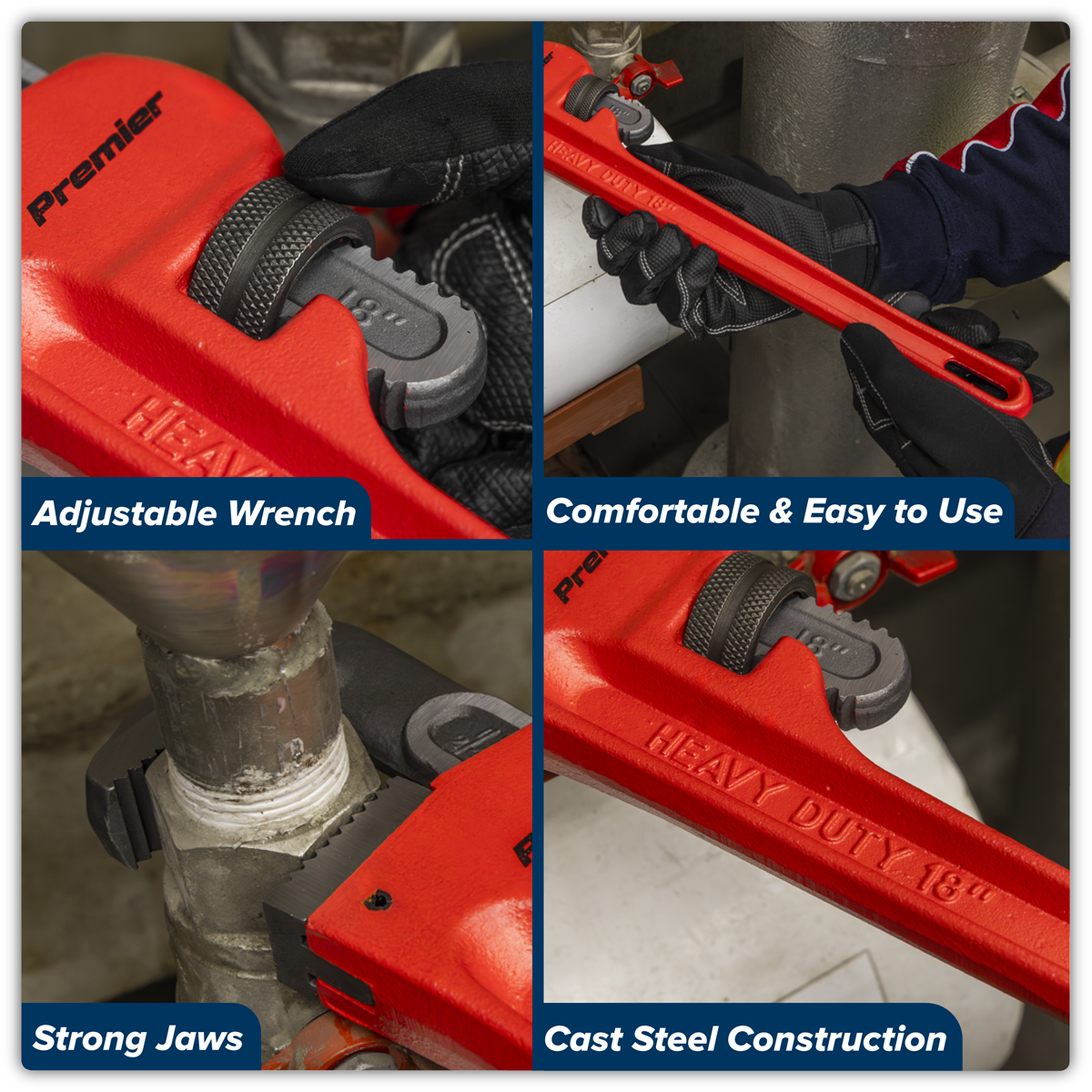 Premier AK5105 Premier Cast Steel Pipe Wrench European Pattern 450mm