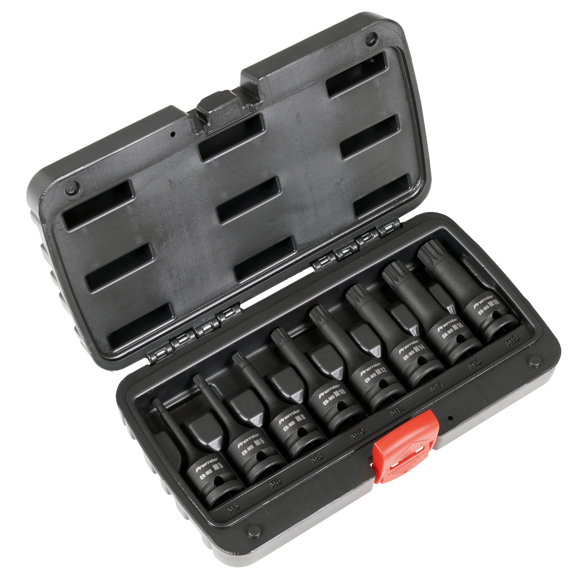 Premier AK5604 Premier Spline Impact Socket Bit Set 1/2"Sq Drive 8pc