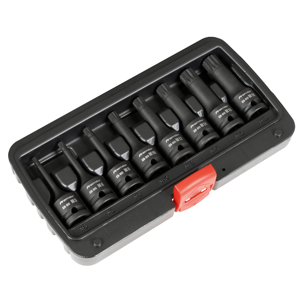 Premier AK5604 Premier Spline Impact Socket Bit Set 1/2"Sq Drive 8pc