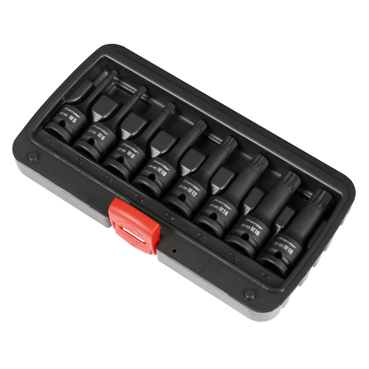 Premier AK5604 Premier Spline Impact Socket Bit Set 1/2"Sq Drive 8pc