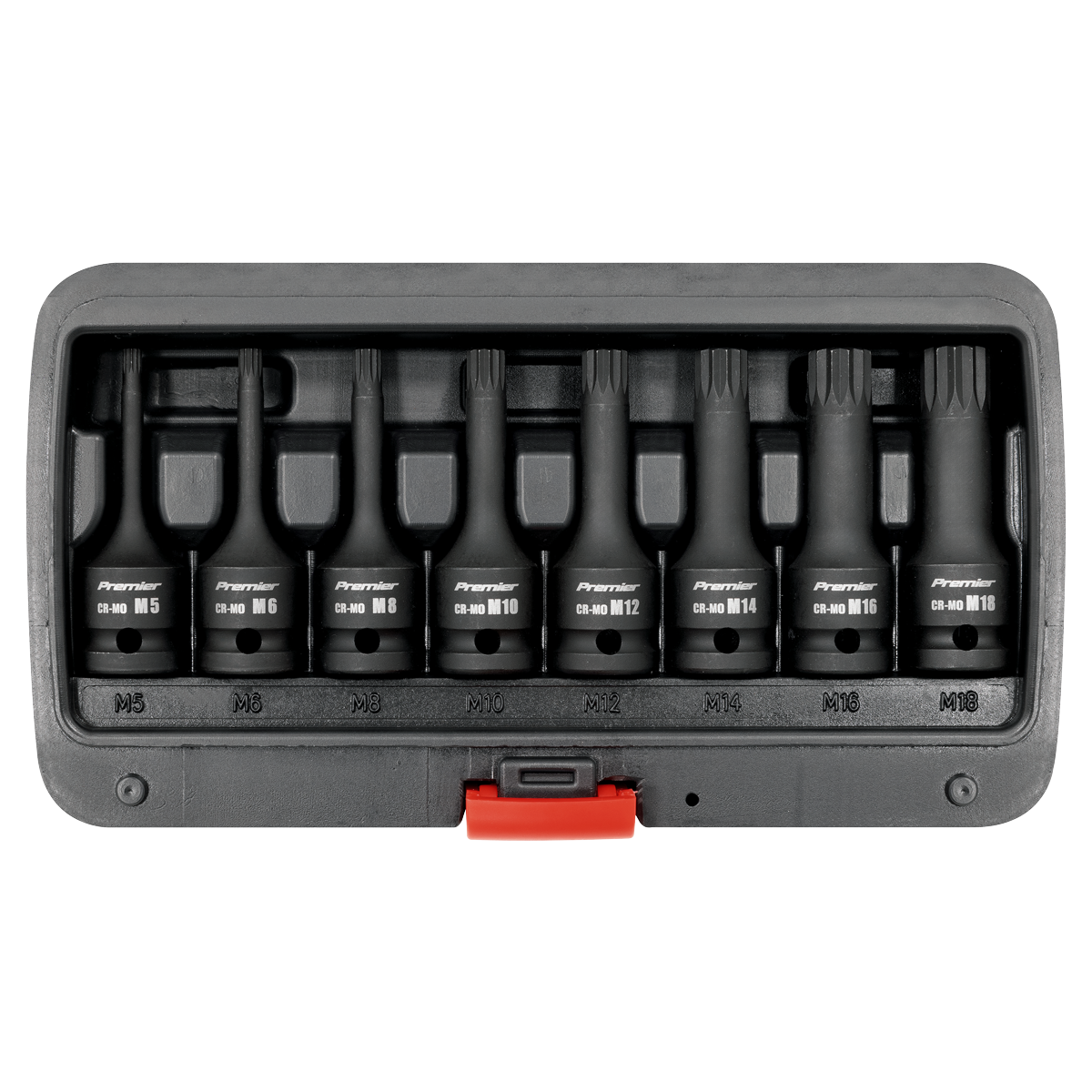 Premier AK5604 Premier Spline Impact Socket Bit Set 1/2"Sq Drive 8pc