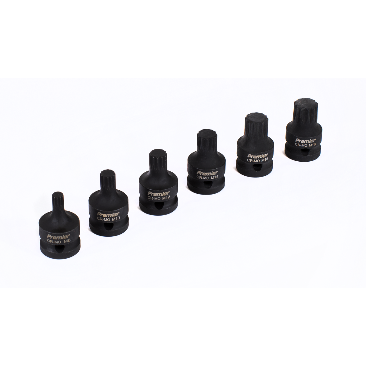 Premier AK5608 Premier Spline Impact Socket Bit Set 1/2"Sq Drive 6pc