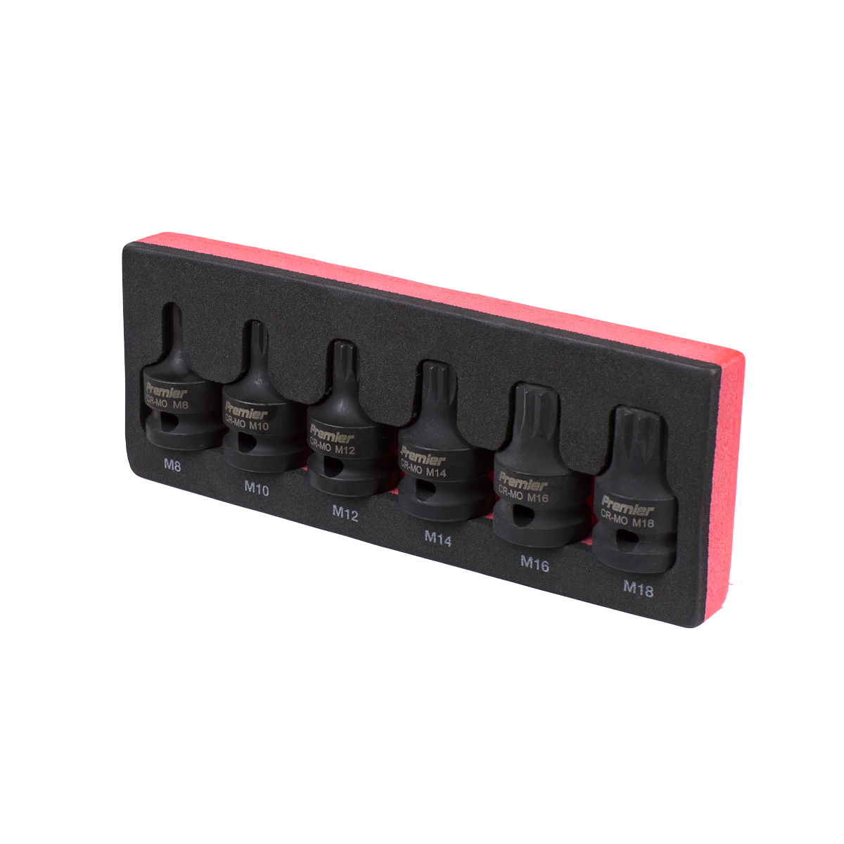 Premier AK5608 Premier Spline Impact Socket Bit Set 1/2"Sq Drive 6pc