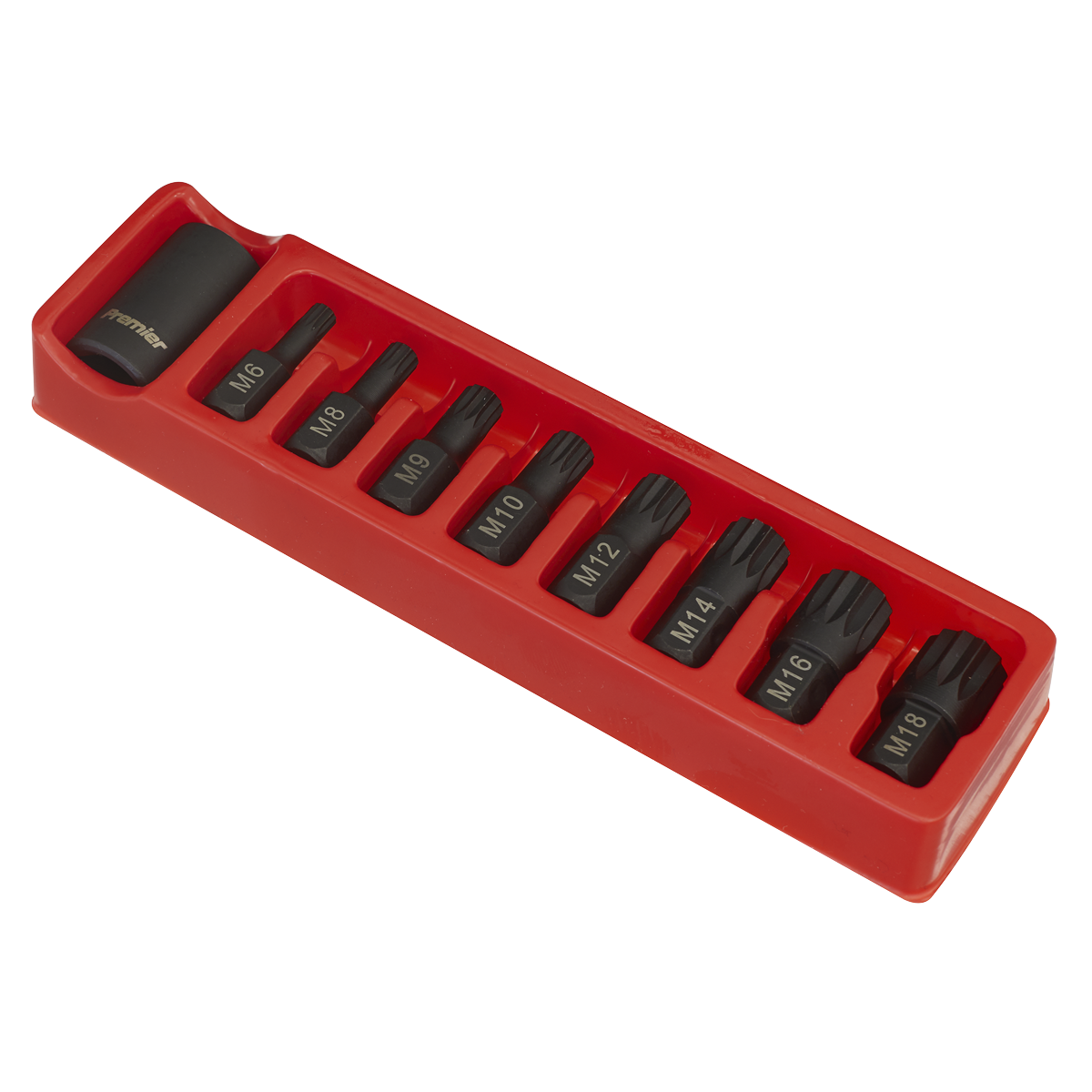 Premier AK5611 Premier Spline Impact Bit & Holder Set 1/2"Sq Drive 9pc