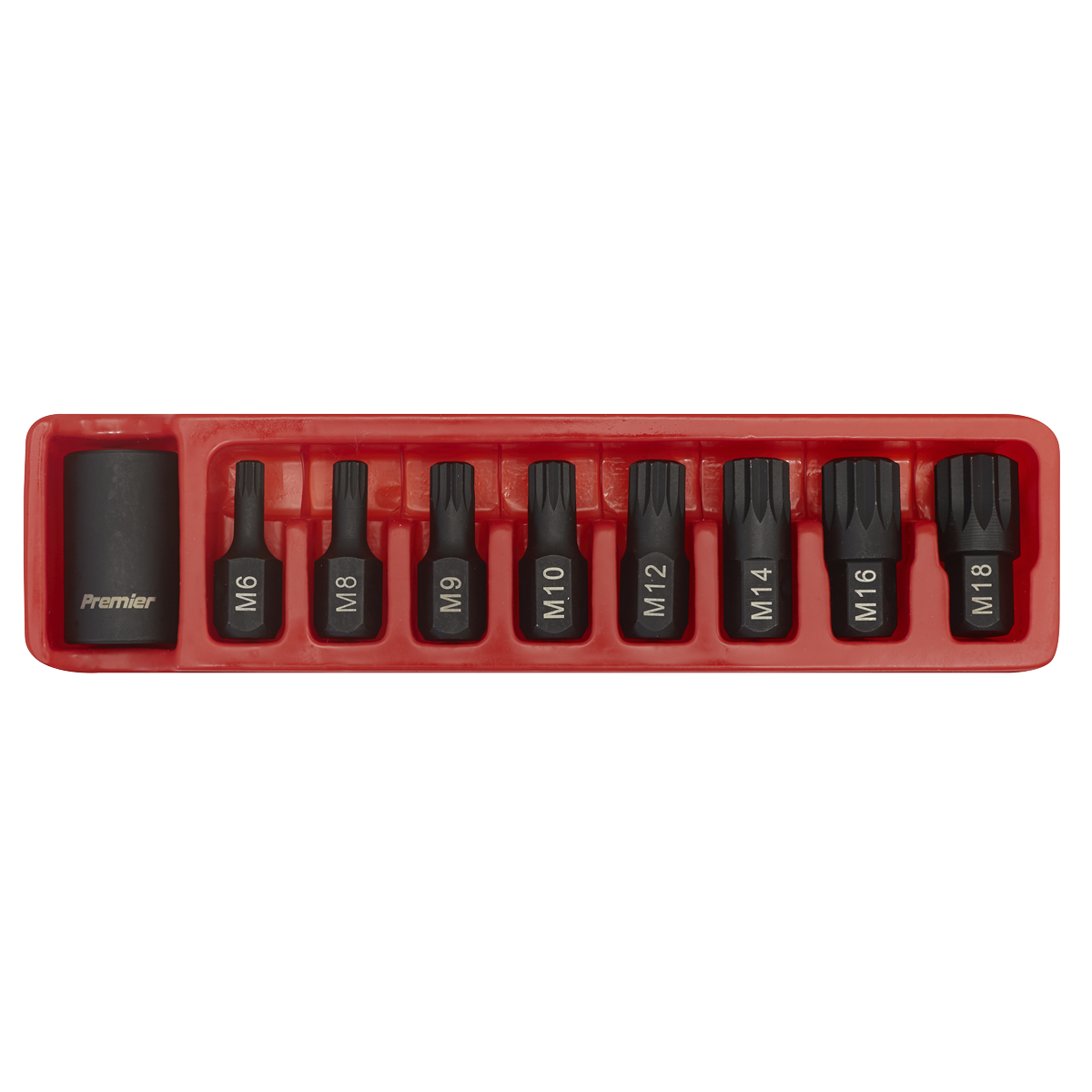 Premier AK5611 Premier Spline Impact Bit & Holder Set 1/2"Sq Drive 9pc