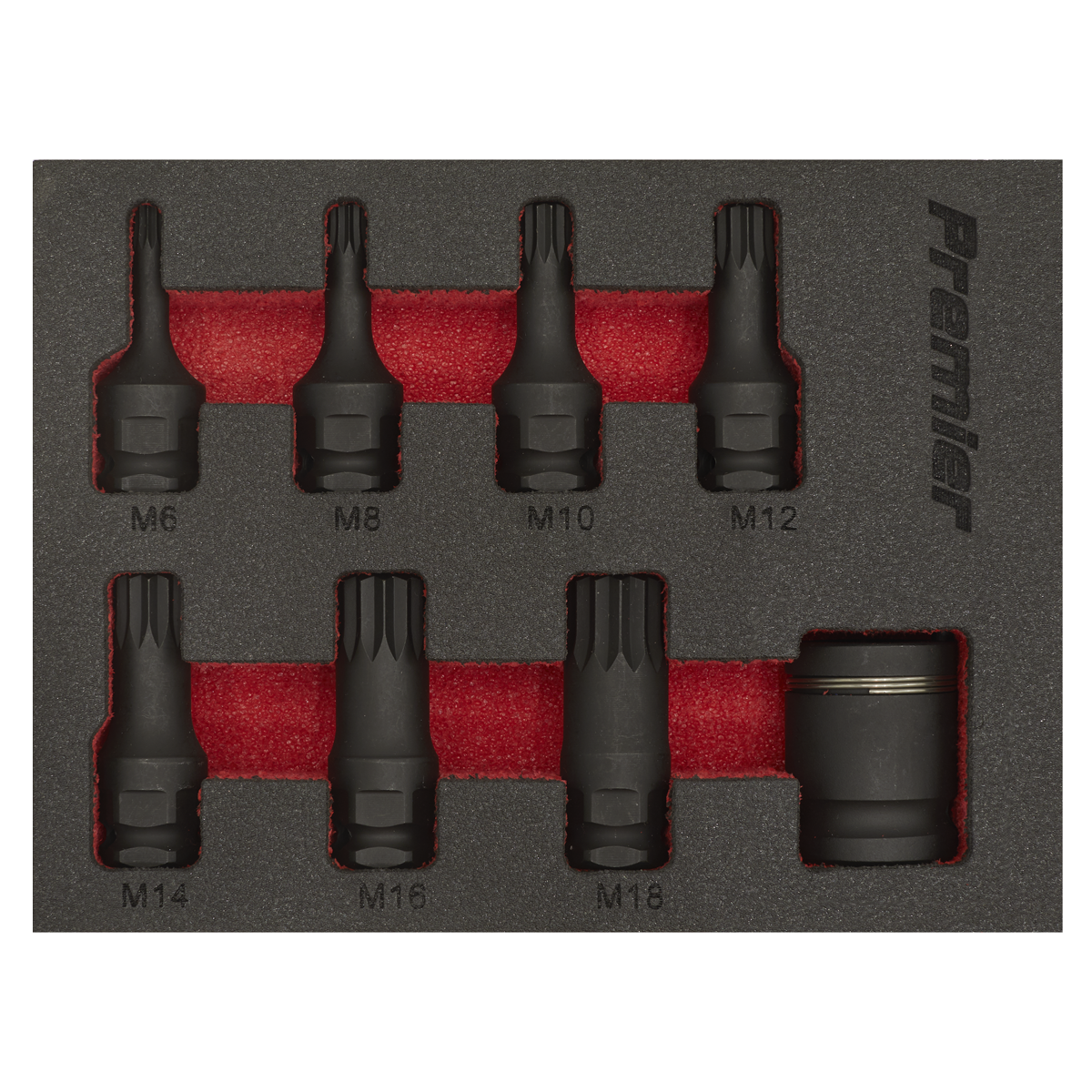 Premier AK5622 Premier Spline Impact Socket Bit Set 3/8"Sq Drive 8pc
