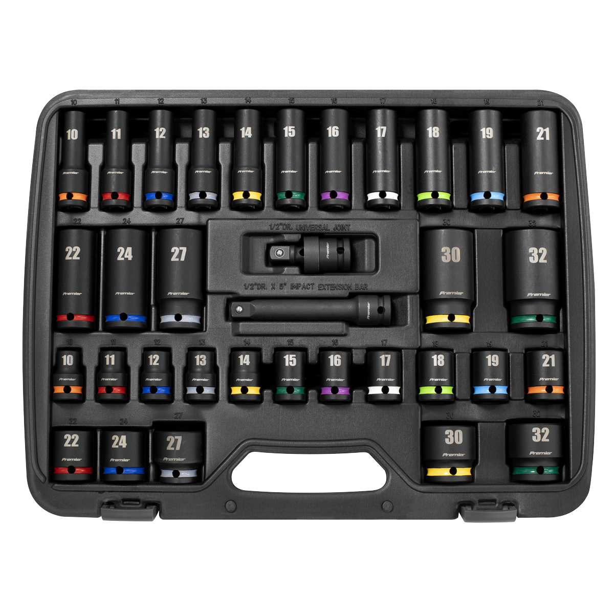 Premier AK5635M Premier Impact Socket Set 1/2"Sq Drive 34pc