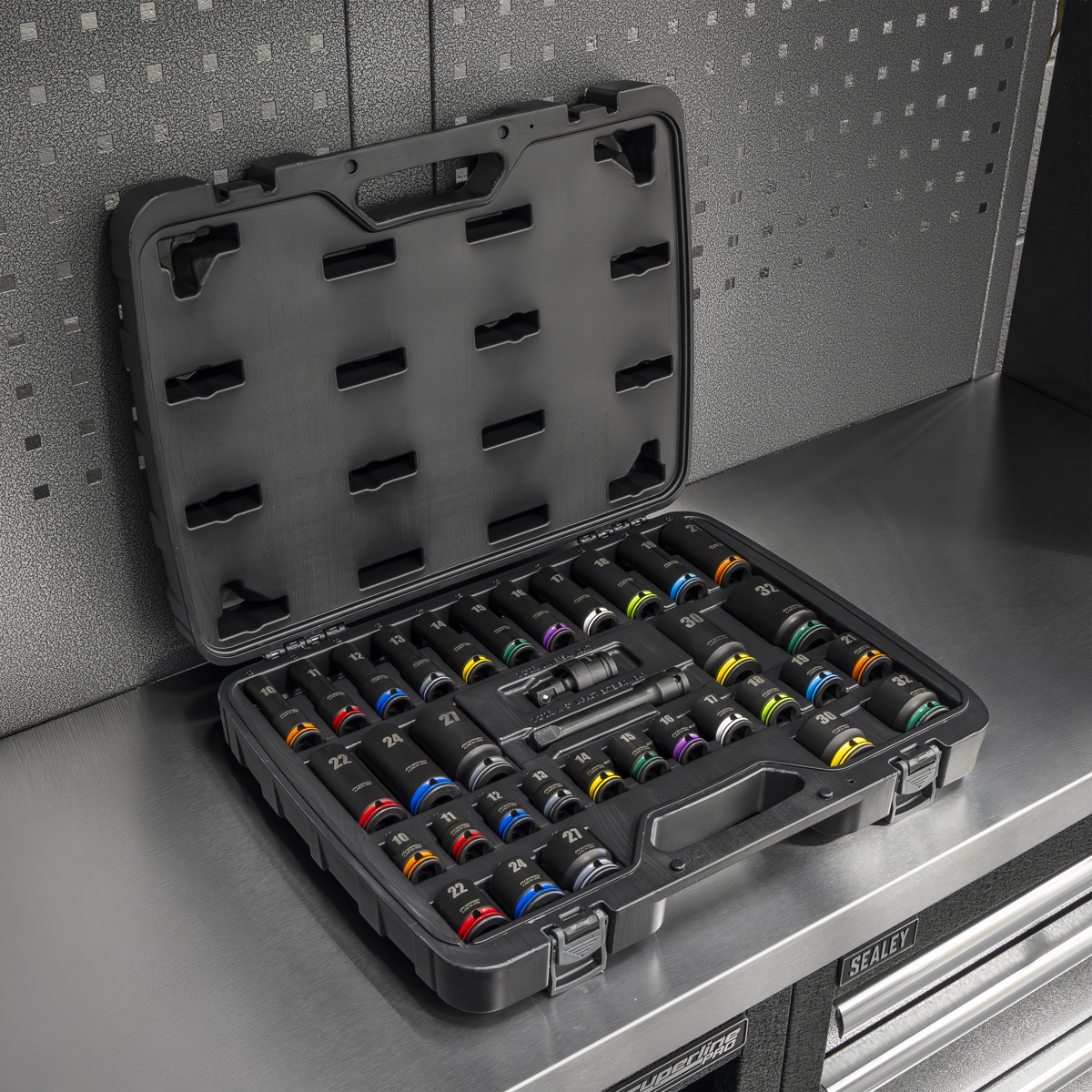 Premier AK5636M Lock-On™ Standard & Deep Impact Socket Set 34pc 1/2"Sq Drive 6pt Metric