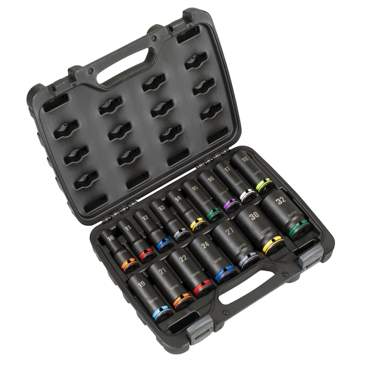 Premier AK58170M Lock-On™ Deep Impact Socket Set 1/2"Sq Drive 16pc