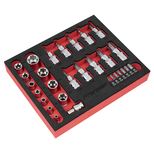 Premier AK6193 Premier TRX-Star* Socket & Security Bit Set 1/4"Sq & 3/8"Sq Drive 29pc
