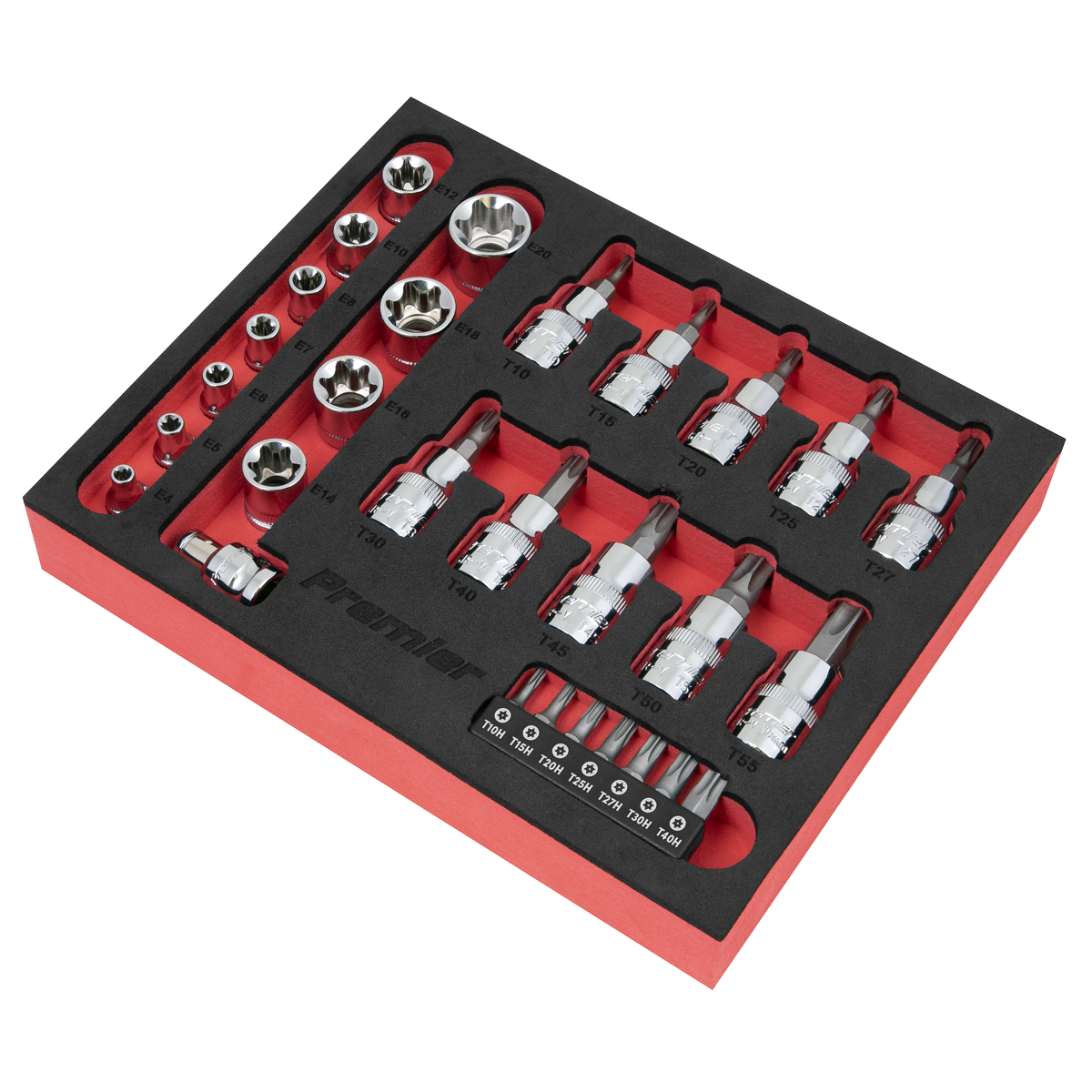 Premier AK6193 Premier TRX-Star* Socket & Security Bit Set 1/4"Sq & 3/8"Sq Drive 29pc
