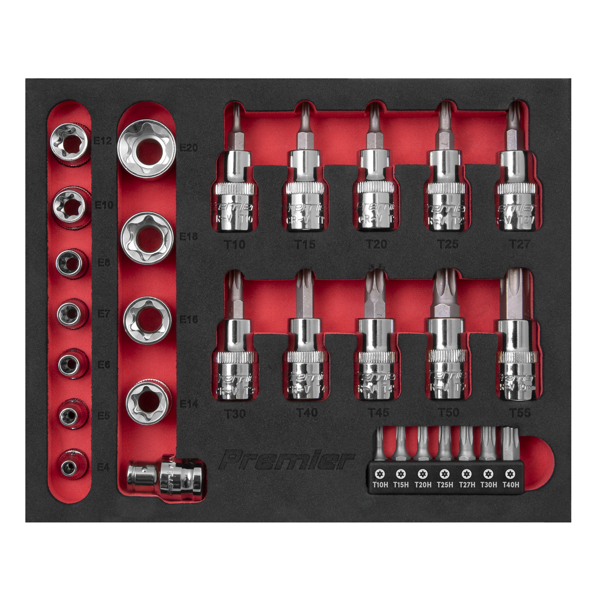 Premier AK6193 Premier TRX-Star* Socket & Security Bit Set 1/4"Sq & 3/8"Sq Drive 29pc