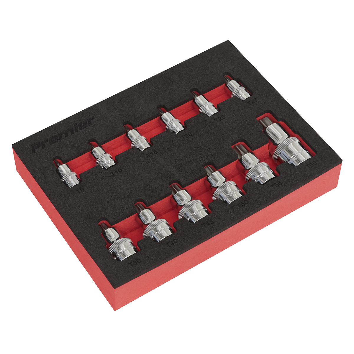 Premier AK6245 Premier Stubby TRX-Star* Socket Bit Set 1/4", 3/8" & 1/2"Sq Drive 12pc