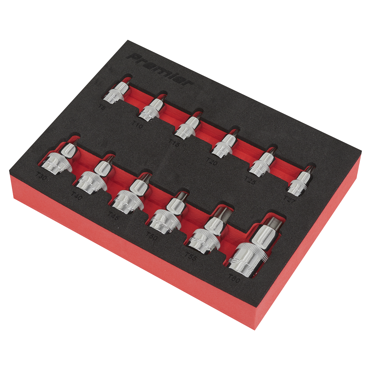 Premier AK6245 Premier Stubby TRX-Star* Socket Bit Set 1/4", 3/8" & 1/2"Sq Drive 12pc