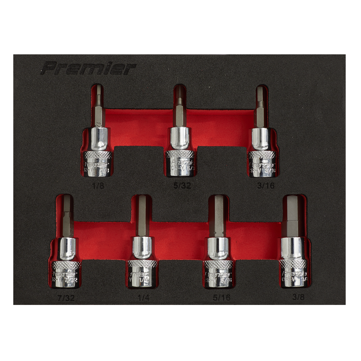 Premier AK6246 Premier Imperial Hex Socket Bit Set 3/8"Sq Drive 7pc