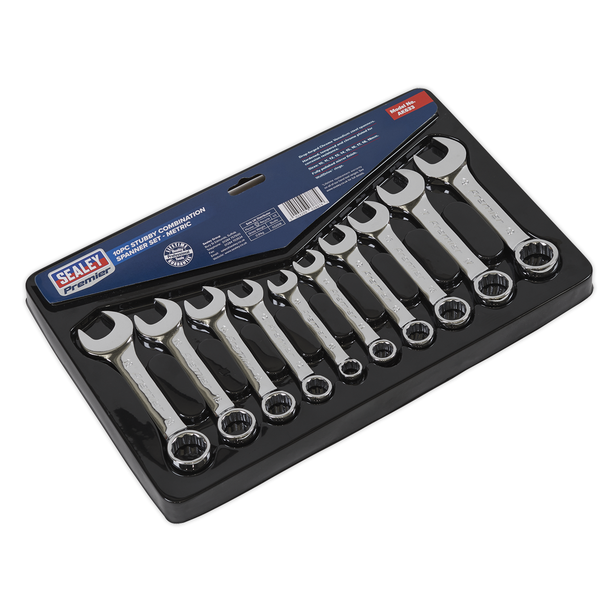 Premier AK633 Premier Stubby Combination Spanner Set 10pc
