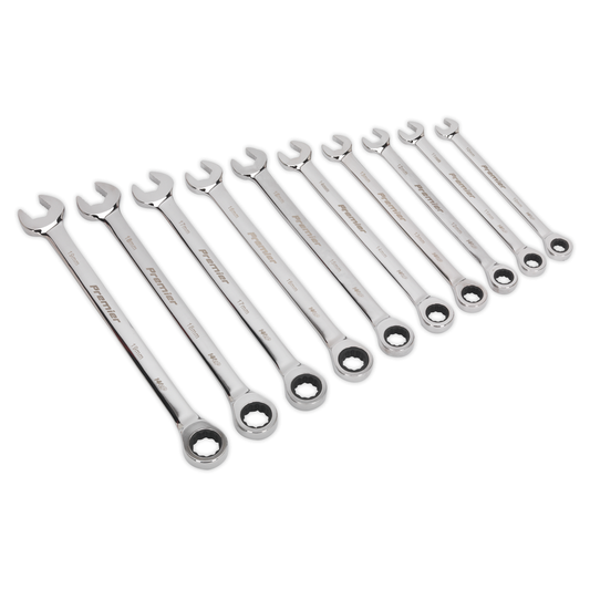 Premier AK63914 Premier Extra-Long Combination Ratchet Spanner Set 10pc