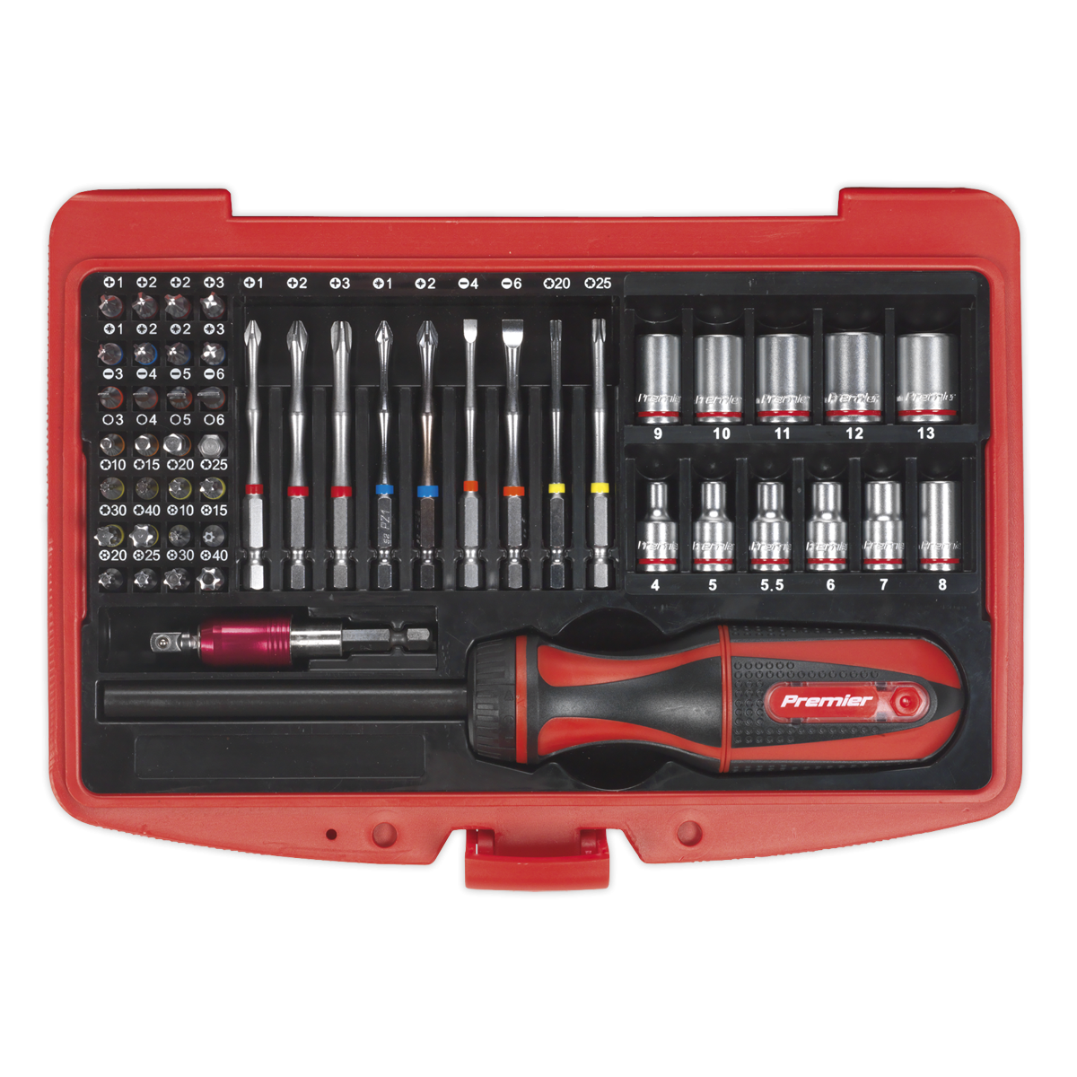 Premier AK64903 Premier Fine Tooth Ratchet Screwdriver & Accessory Set 51pc