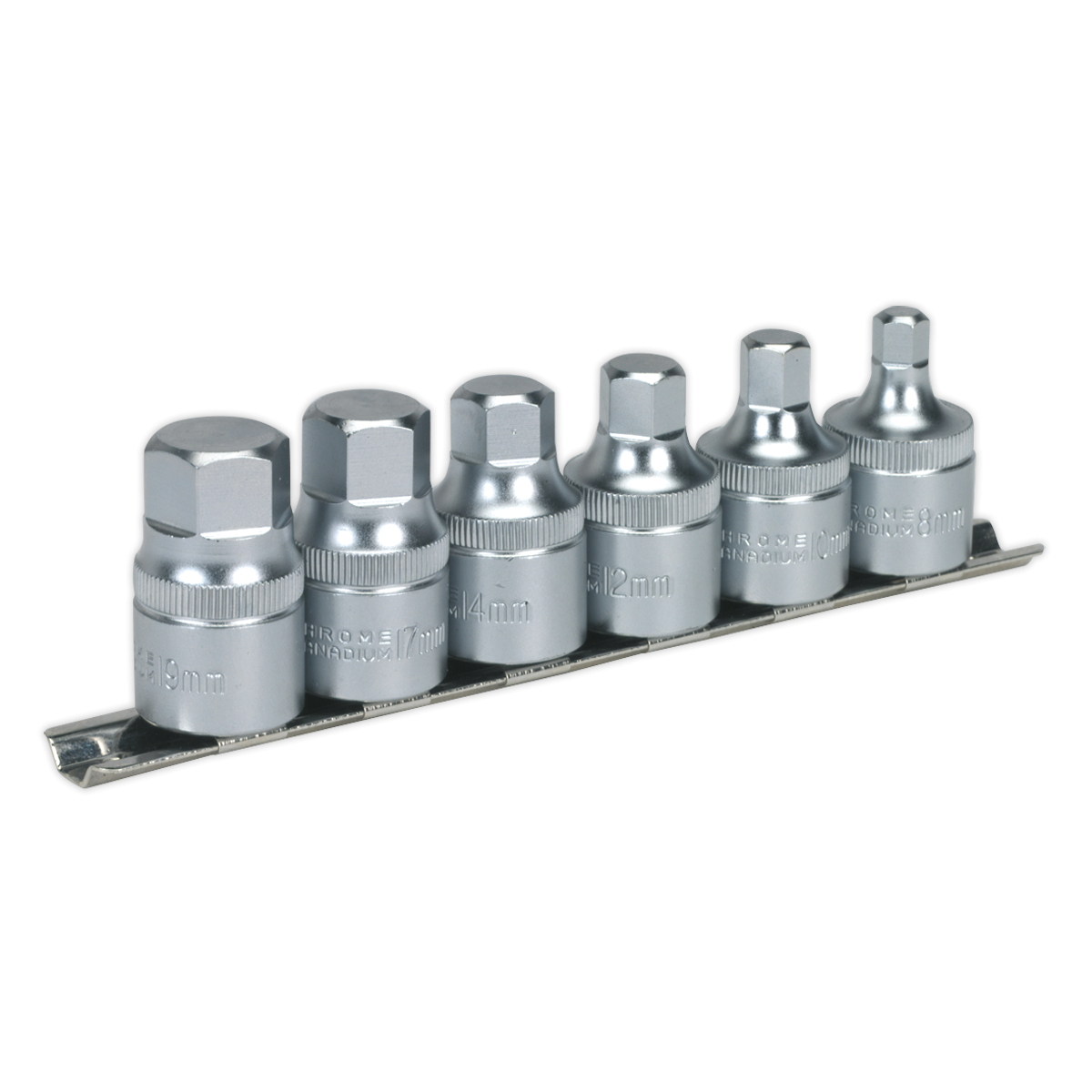 Premier AK6561 Premier Stubby Hex Socket Bit Set with Rail 1/2"Sq Drive 6pc