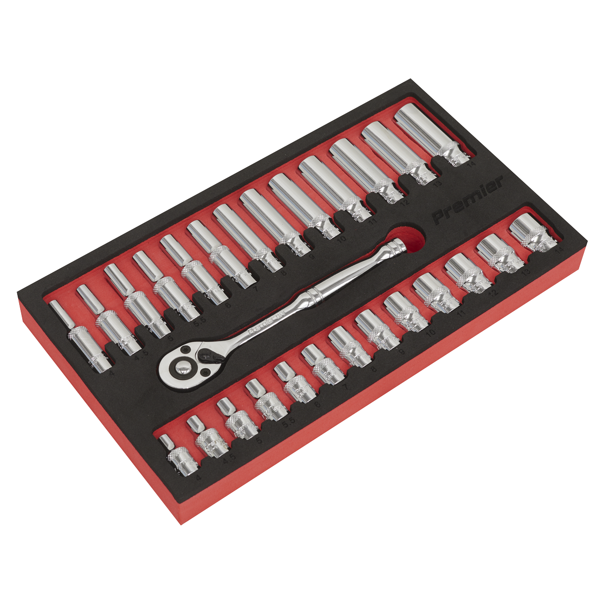 Premier AK66721 Premier Ratchet Wrench & Socket Set 1/4"Sq Drive 27pc