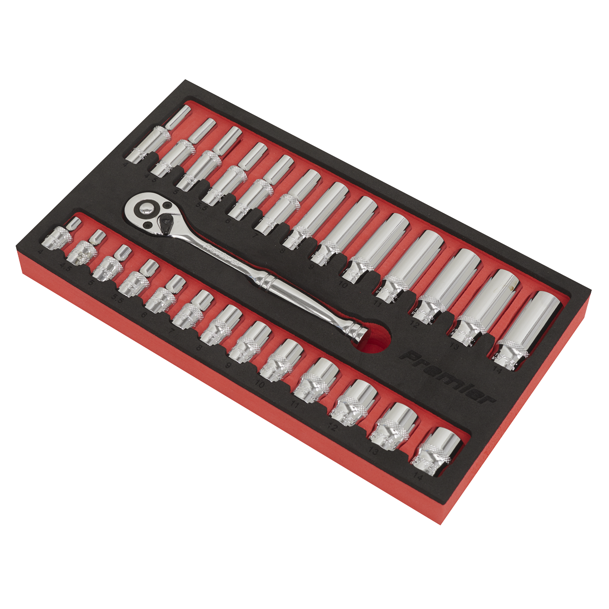 Premier AK66721 Premier Ratchet Wrench & Socket Set 1/4"Sq Drive 27pc