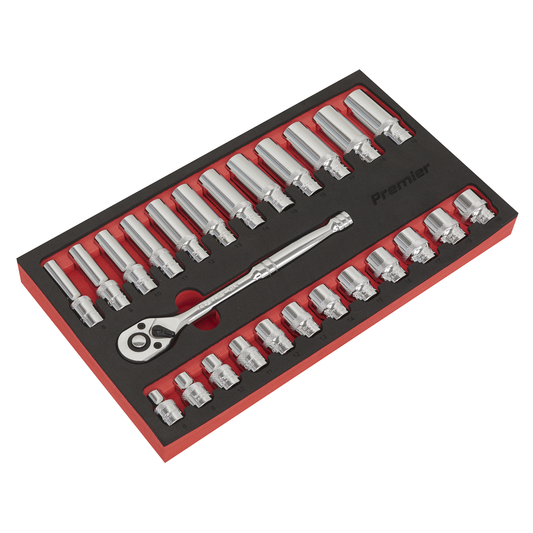 Premier AK66722 Premier Ratchet Wrench & Socket Set 3/8"Sq Drive 25pc