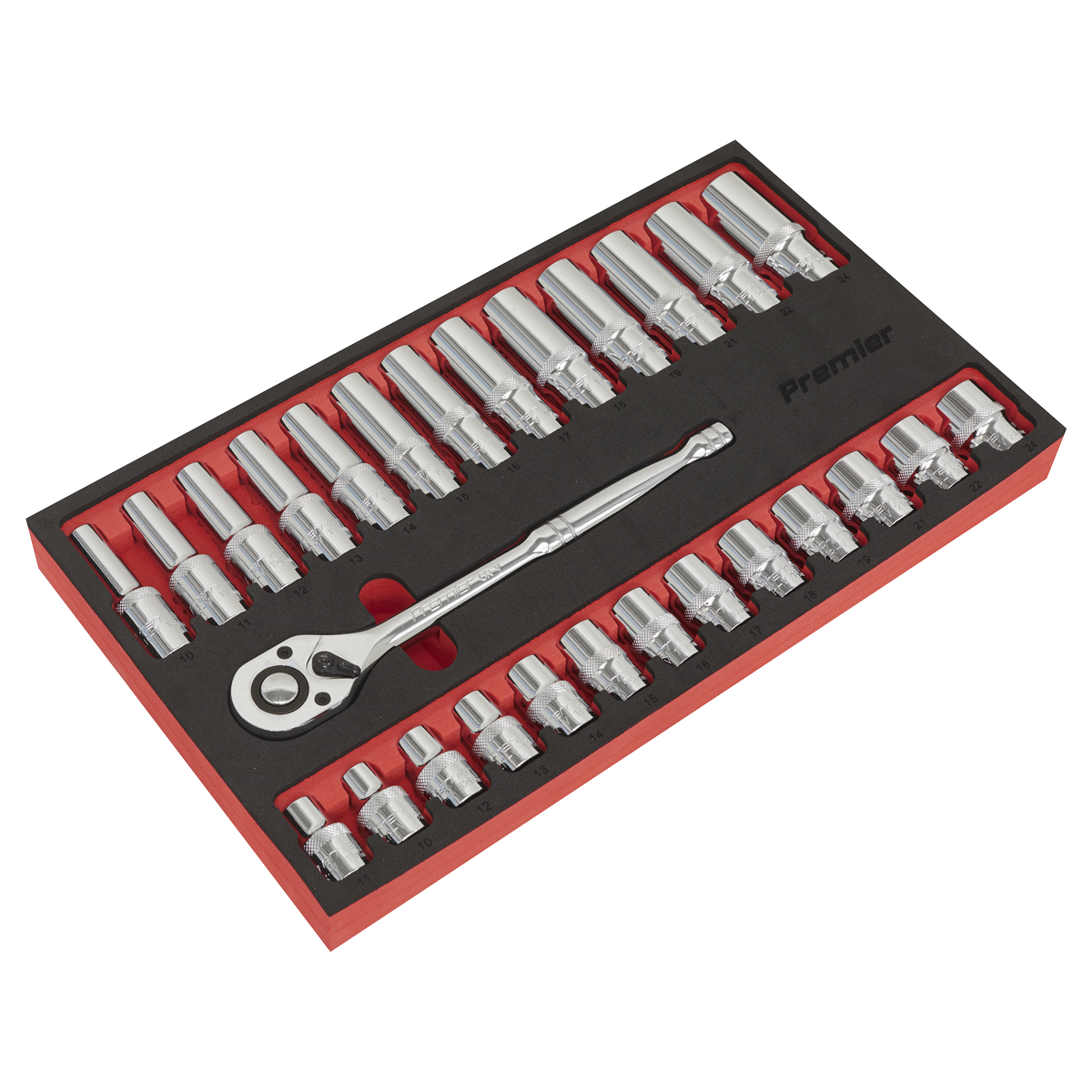 Premier AK66723 Premier Ratchet Wrench & Socket Set 1/2"Sq Drive 27pc