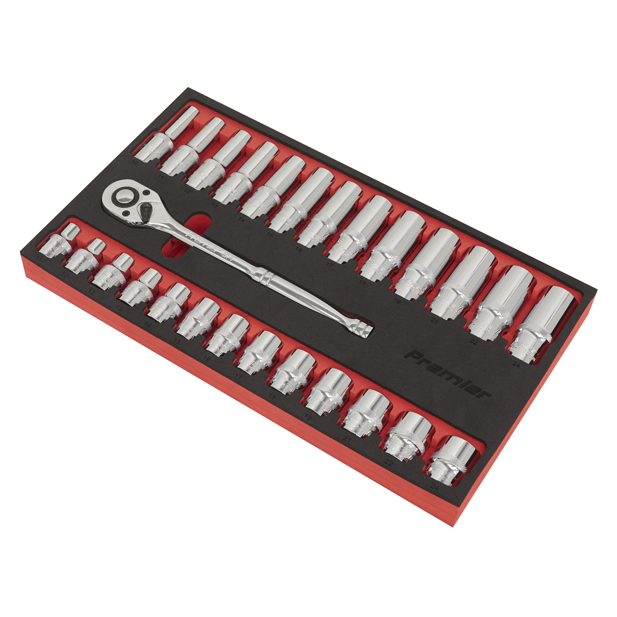 Premier AK66723 Premier Ratchet Wrench & Socket Set 1/2"Sq Drive 27pc
