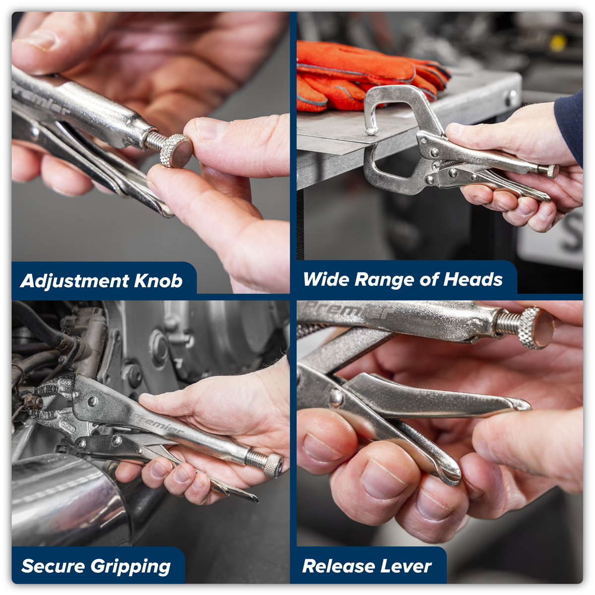 Premier AK6802 Premier Locking Pliers Set with Tool Tray 10pc