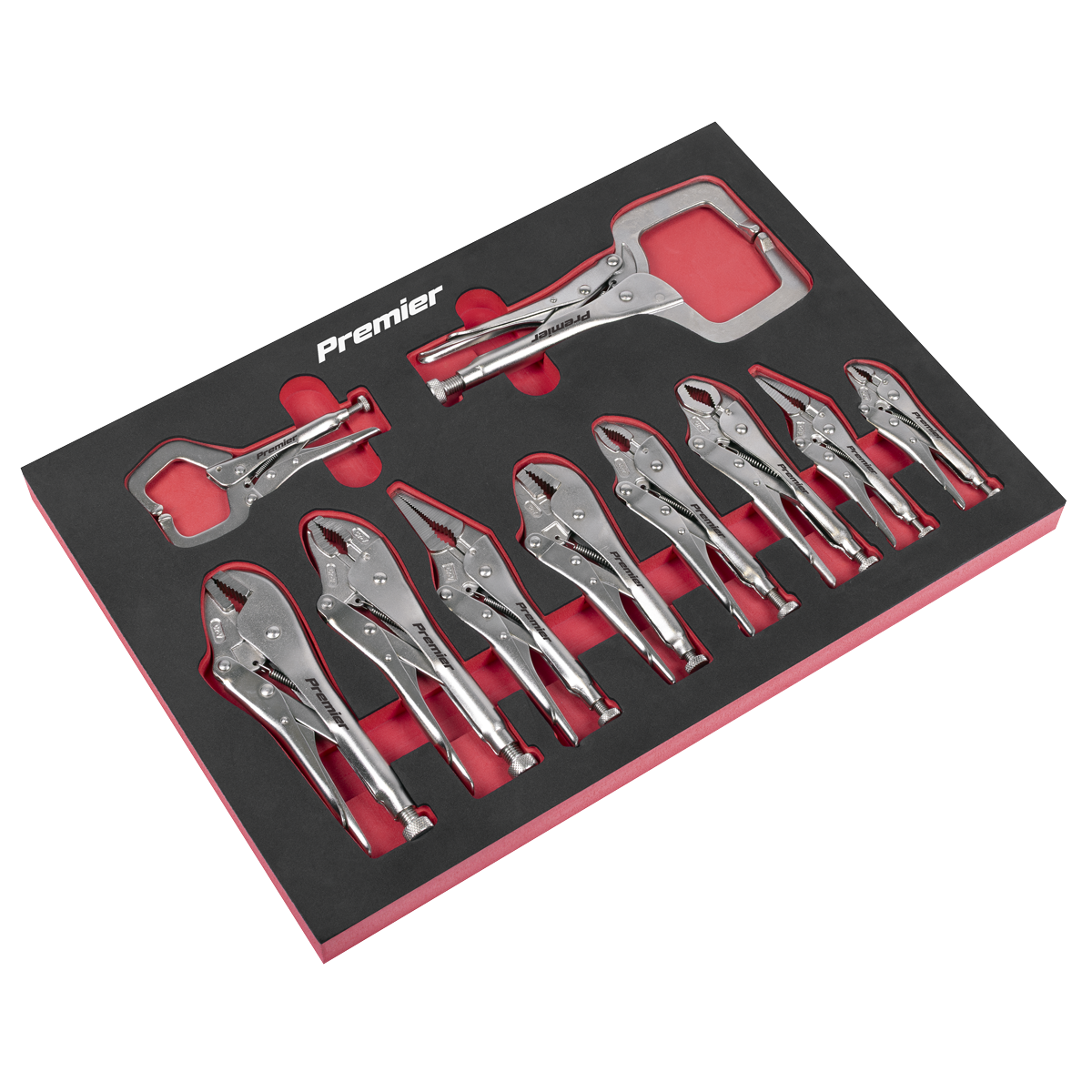 Premier AK6802 Premier Locking Pliers Set with Tool Tray 10pc