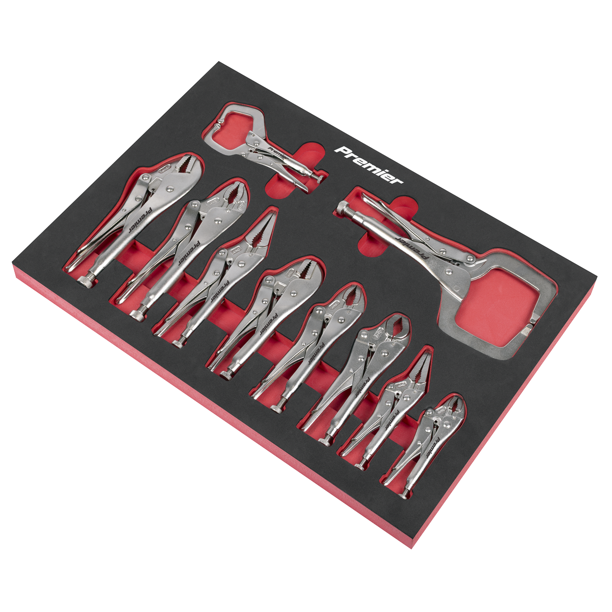 Premier AK6802 Premier Locking Pliers Set with Foam Tray 10pc