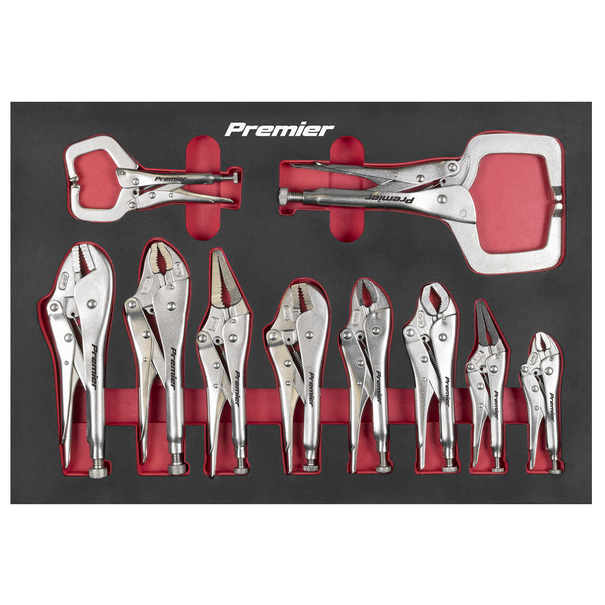 Premier AK6802 Premier Locking Pliers Set with Tool Tray 10pc