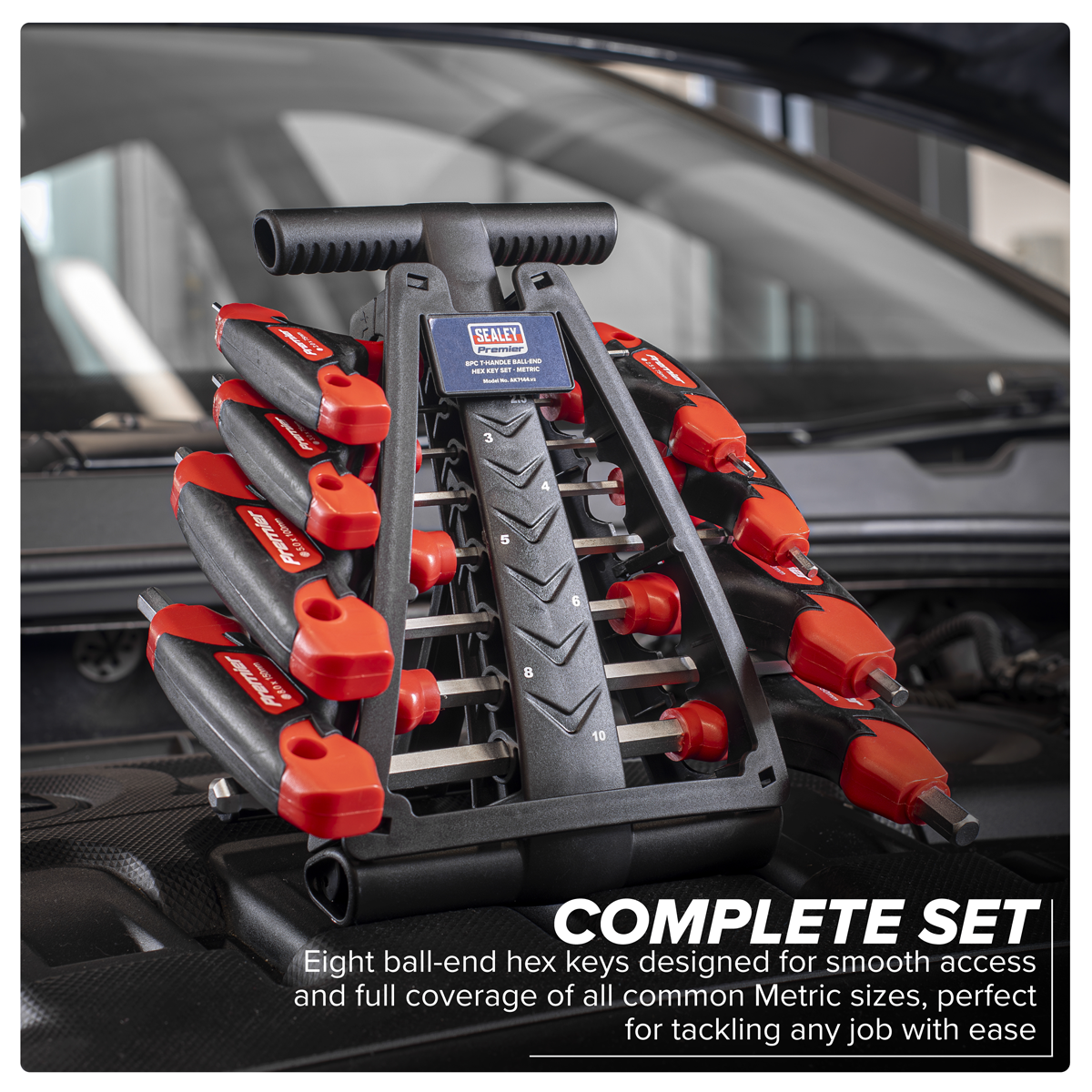 Premier AK7144 Premier T-Handle Ball-End Hex Key Set 8pc