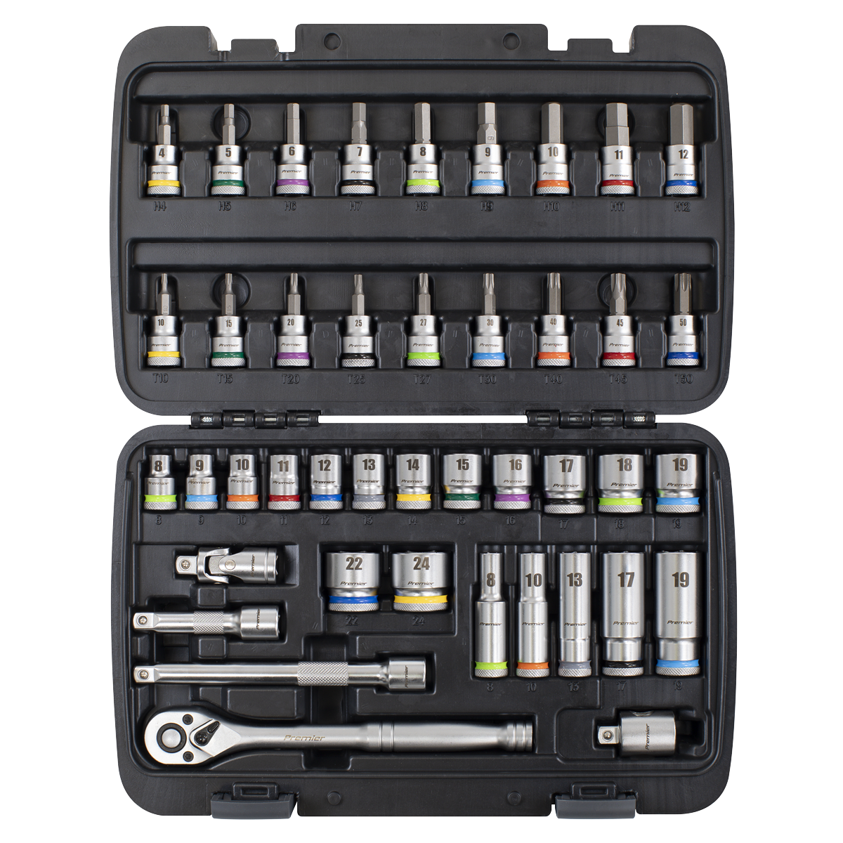 Premier AK7915 Socket & Socket Bit Set 3/8"Sq Drive 42pc