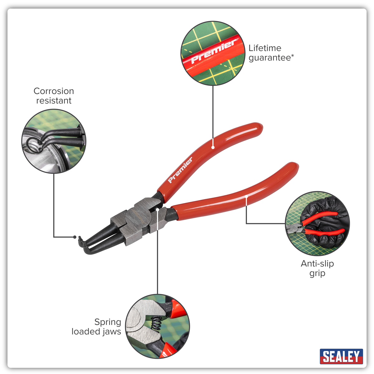 Premier AK84533 Premier Circlip Pliers Internal Bent Nose 140mm