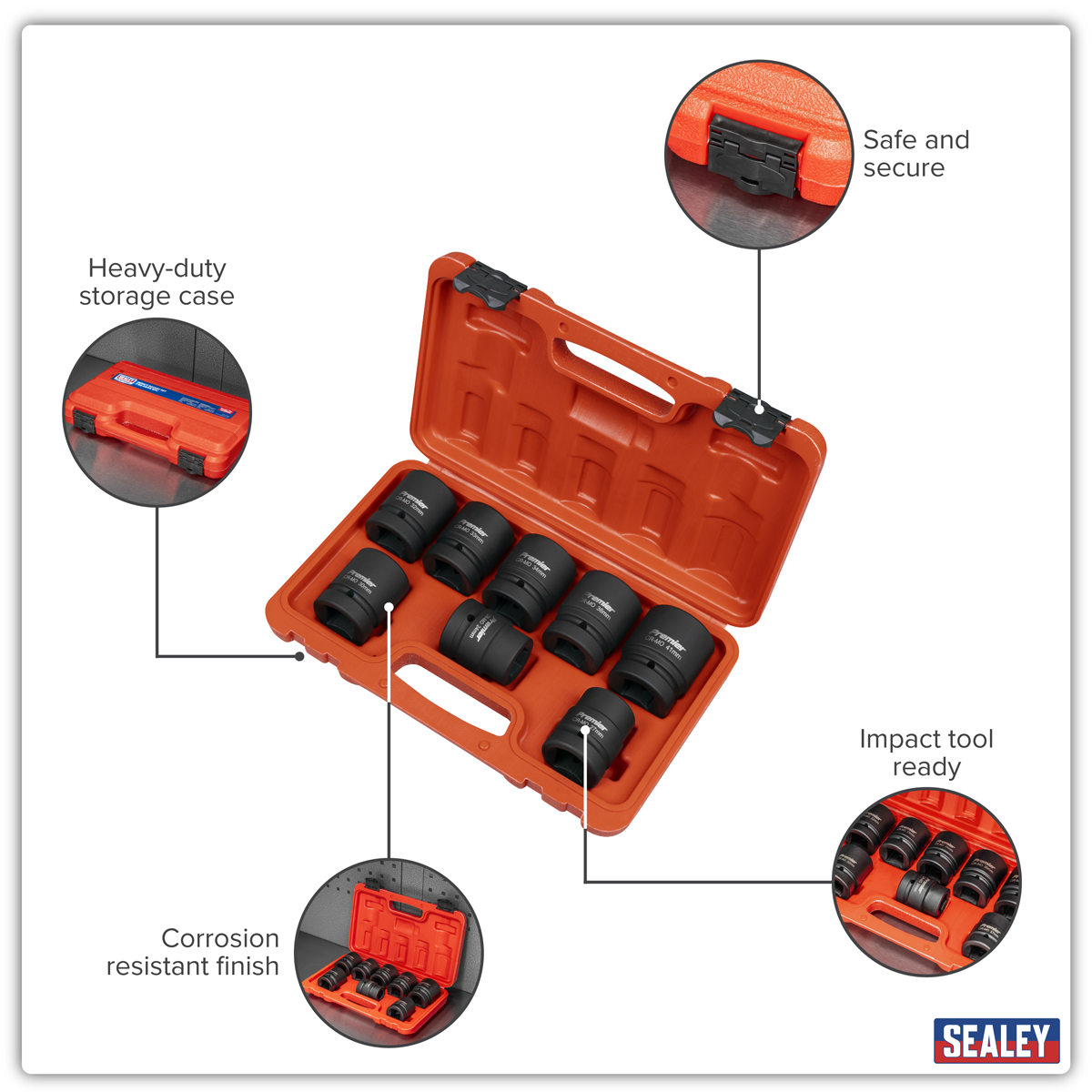 Premier AK889M Premier Impact Socket Set 1"Sq Drive 8pc