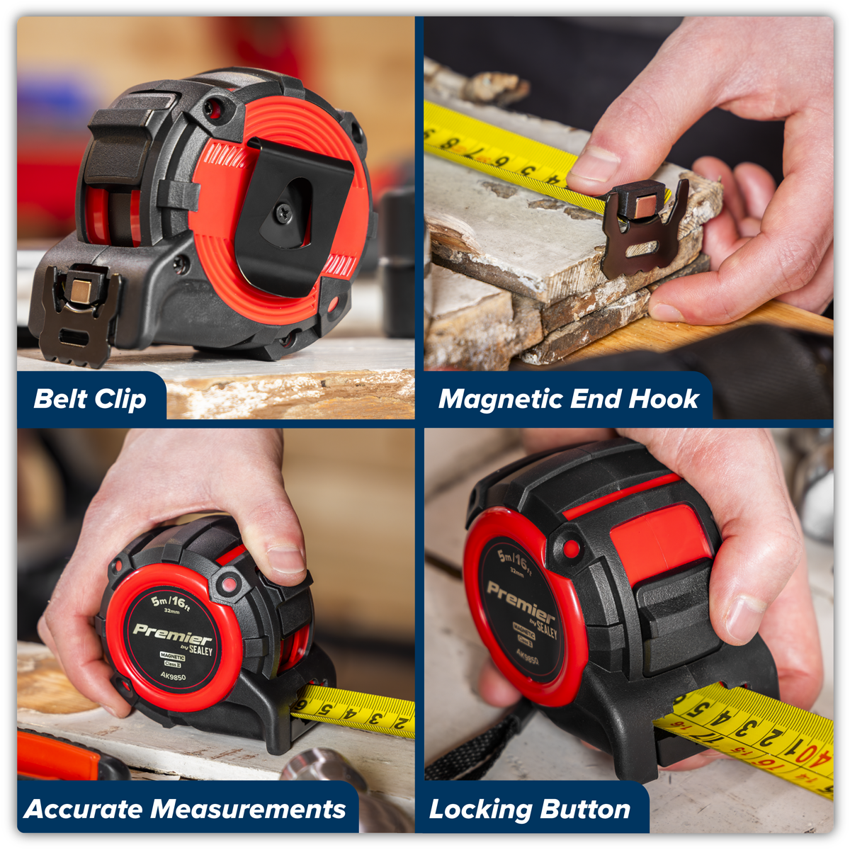 Premier AK9850 Premier Metric/Imperial Tape Measure Extra-Wide Blade 5m(16ft) x 32mm