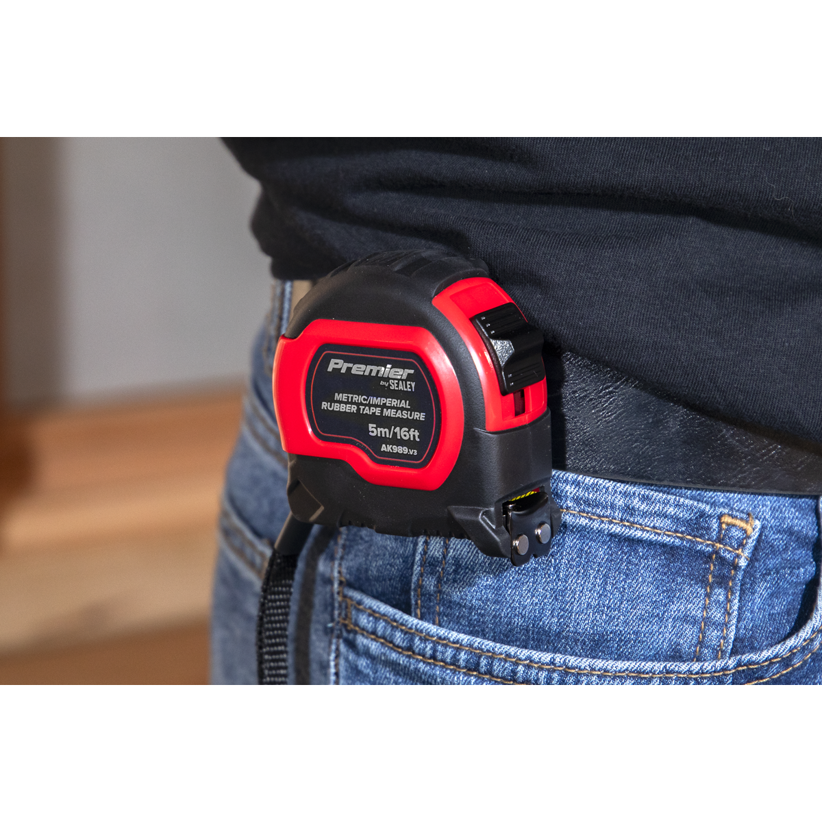 Premier AK98912 Metric/Imperial Rubber Tape Measure 5m(16ft) x 19mm - Display Box of 12
