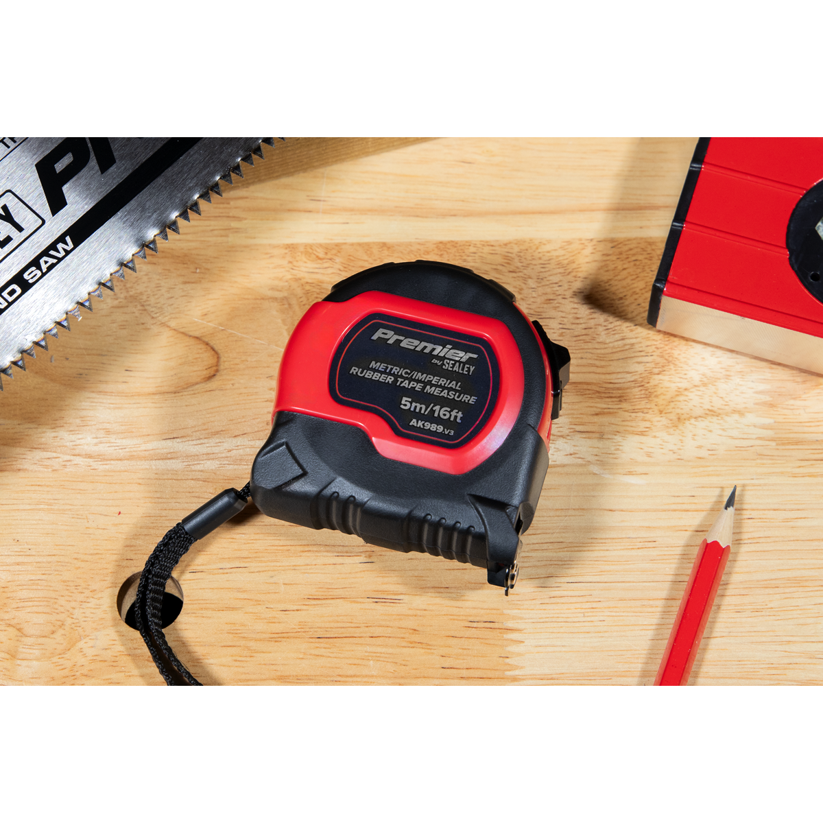 Premier AK98912 Metric/Imperial Rubber Tape Measure 5m(16ft) x 19mm - Display Box of 12