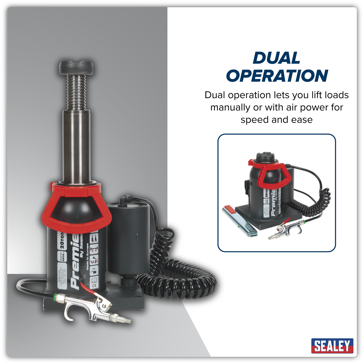 Premier AM20 Premier Manual/Air Hydraulic Bottle Jack 20 Tonne