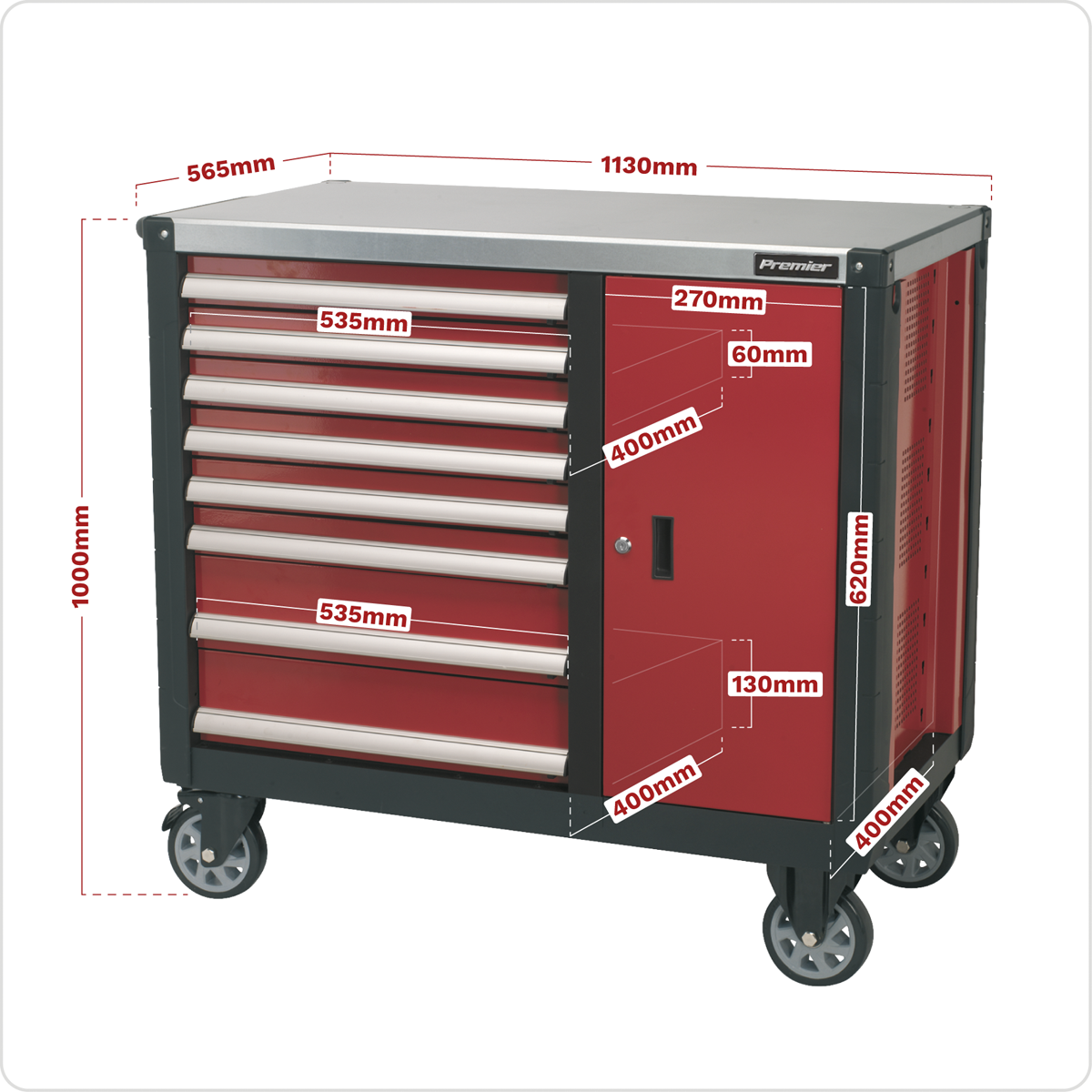 Premier AP2418 Premier™ Mobile Workstation 8 Drawer